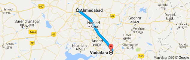 Ahmedabad to Baroda route, distance, time and road conditions