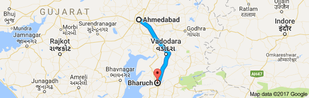 Ahmedabad to Bharuch route, distance, time and road conditions