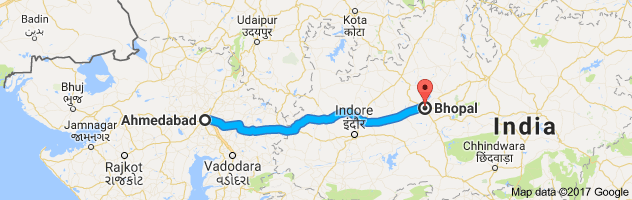 Ahmedabad to Bhopal route, distance, time and road conditions