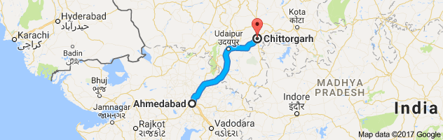 Ahmedabad to Chittorgarh route, distance, time and road conditions