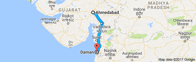 Ahmedabad to Daman route, distance, time and road conditions