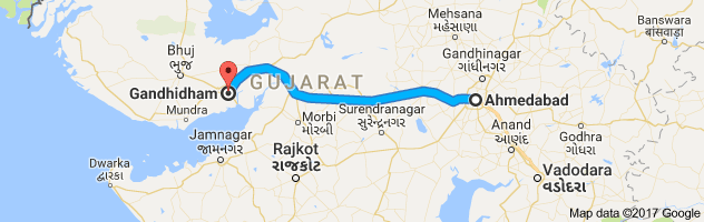 Ahmedabad to Gandhidham route, distance, time and road conditions