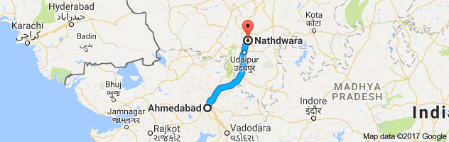 Ahmedabad to Nathdwara route, distance, time and road conditions