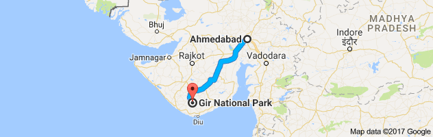 Ahmedabad to Sasan Gir National Park route, distance, time and road conditions