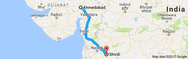 Ahmedabad to Shirdi route, distance, time and road conditions