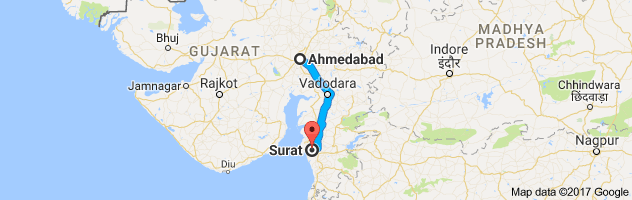 Ahmedabad to Surat route, distance, time and road conditions