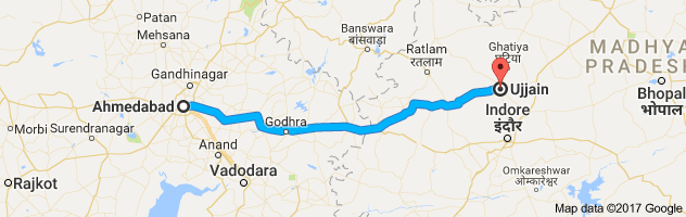 Ahmedabad to Ujjain route, distance, time and road conditions