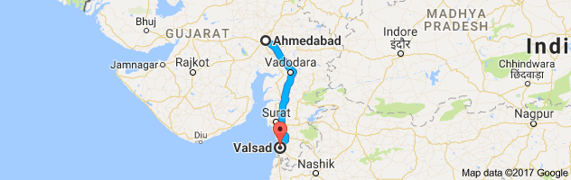 Ahmedabad to Valsad route, distance, time and road conditions