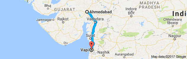 Ahmedabad to Vapi route, distance, time and road conditions