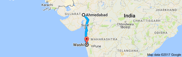 Ahmedabad to Vashi route, distance, time and road conditions