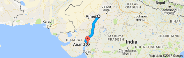 Ajmer to Anand route, distance, time and road conditions