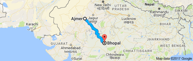 Ajmer to Bhopal route, distance, time and road conditions