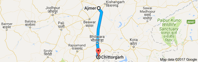 Ajmer to Chittorgarh route, distance, time and road conditions