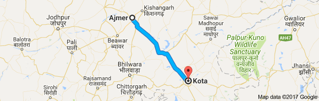 Ajmer to Kota route, distance, time and road conditions