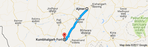 Ajmer to Kumbhalgarh route, distance, time and road conditions