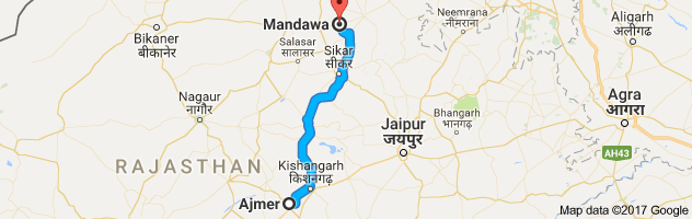 Ajmer to Mandawa route, distance, time and road conditions