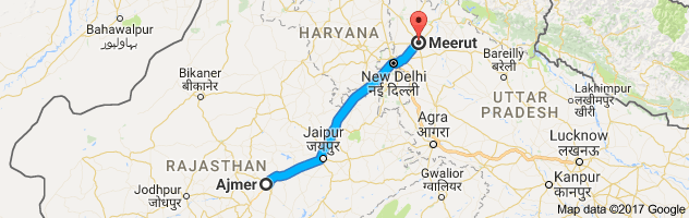 Ajmer to Meerut route, distance, time and road conditions