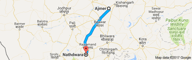 Ajmer to Nathdwara route, distance, time and road conditions