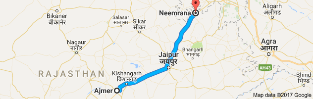 Ajmer to Neemrana route, distance, time and road conditions