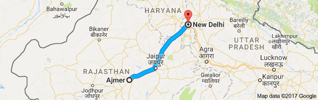 Ajmer to New Delhi route, distance, time and road conditions