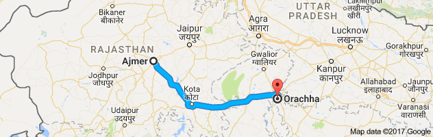 Ajmer to Orchha route, distance, time and road conditions