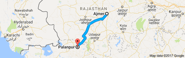 Ajmer to Palanpur route, distance, time and road conditions