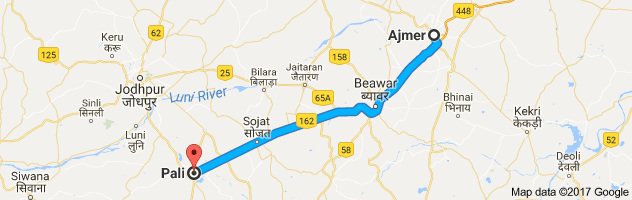 Ajmer to Pali route, distance, time and road conditions