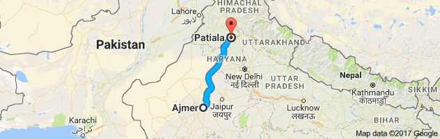 Ajmer to Patiala route, distance, time and road conditions