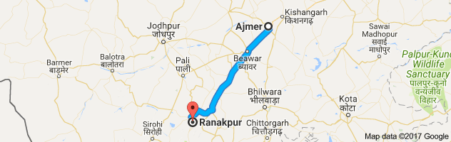 Ajmer to Ranakpur route, distance, time and road conditions