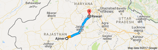 Ajmer to Rewari route, distance, time and road conditions