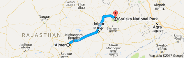 Ajmer to Sariska route, distance, time and road conditions