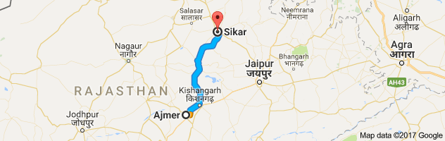 Ajmer to Sikar route, distance, time and road conditions