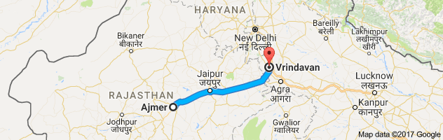 Ajmer to Vrindavan route, distance, time and road conditions