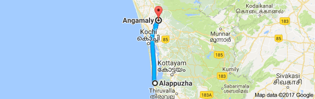 Alappuzha to Angamaly route, distance, time and road conditions