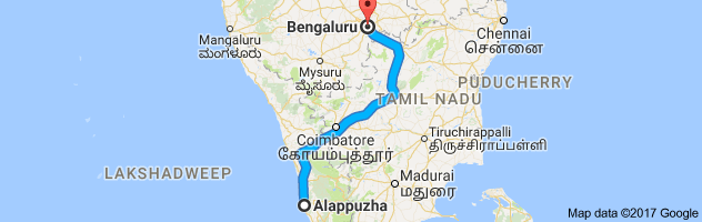 Alappuzha to Bangalore route, distance, time and road conditions