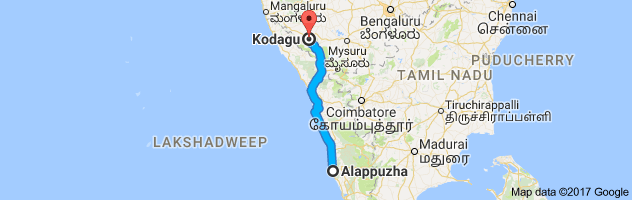 Alappuzha to Coorg route, distance, time and road conditions