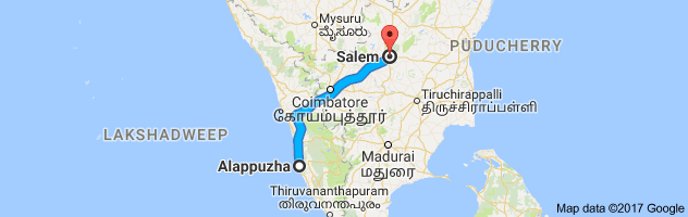 Alappuzha to Salem route, distance, time and road conditions