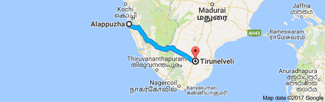 Alappuzha to Tirunelveli route, distance, time and road conditions