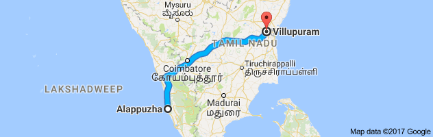 Alappuzha to Villupuram route, distance, time and road conditions