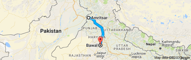 Amritsar to Bawal route, distance, time and road conditions