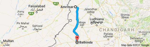 Amritsar to Bhatinda route, distance, time and road conditions