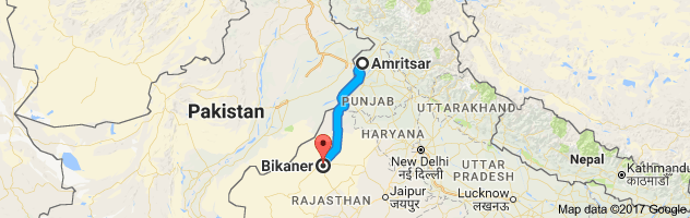 Amritsar to Bikaner route, distance, time and road conditions