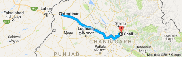 Amritsar to Chail route, distance, time and road conditions