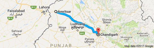 Amritsar to Chandigarh route, distance, time and road conditions