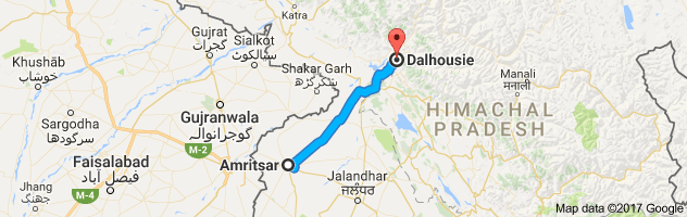 Amritsar to Dalhousie route, distance, time and road conditions