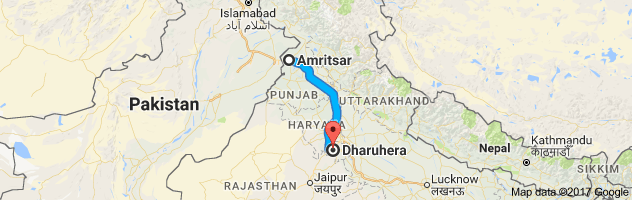 Amritsar to Dharuhera route, distance, time and road conditions