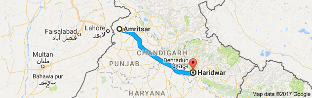 Amritsar to Haridwar route, distance, time and road conditions