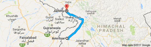 Amritsar to Jammu route, distance, time and road conditions