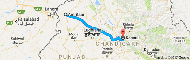 Amritsar to Kasauli route, distance, time and road conditions