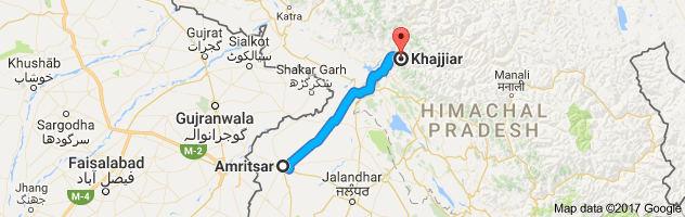 Amritsar to Khajjiar route, distance, time and road conditions